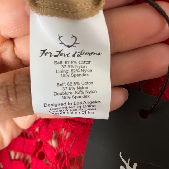 NWT For Love and Lemons Gianna Midi Dress Red Lace Medium - Picture 6 of 8